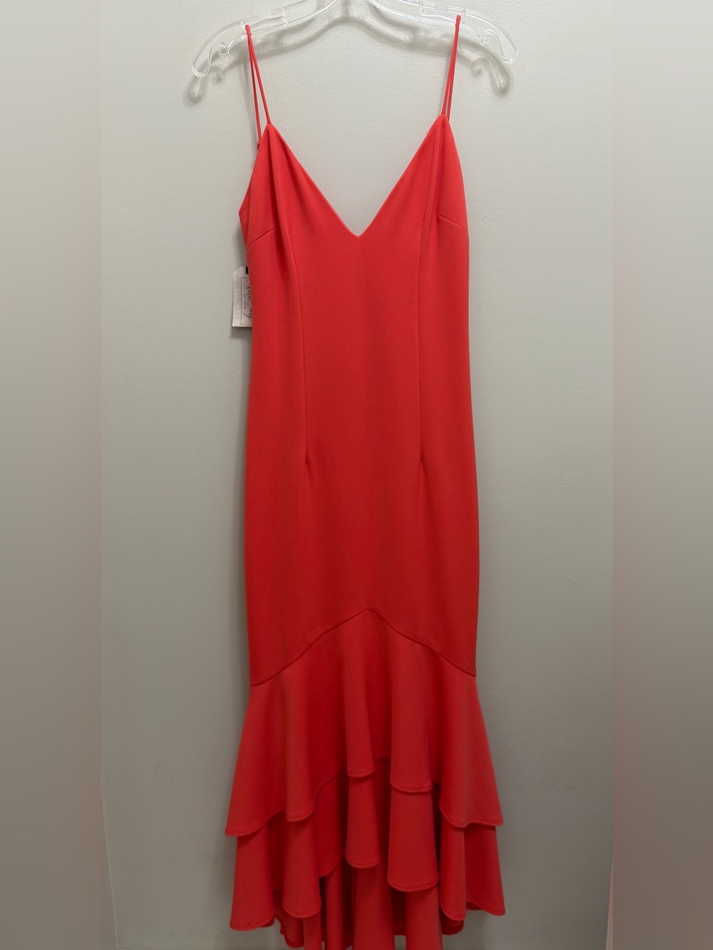 Katie May Aphrodite Maxi Dress Open Back Ruffle Hem in Cayenne Size M NWT NEW - Picture 3 of 11